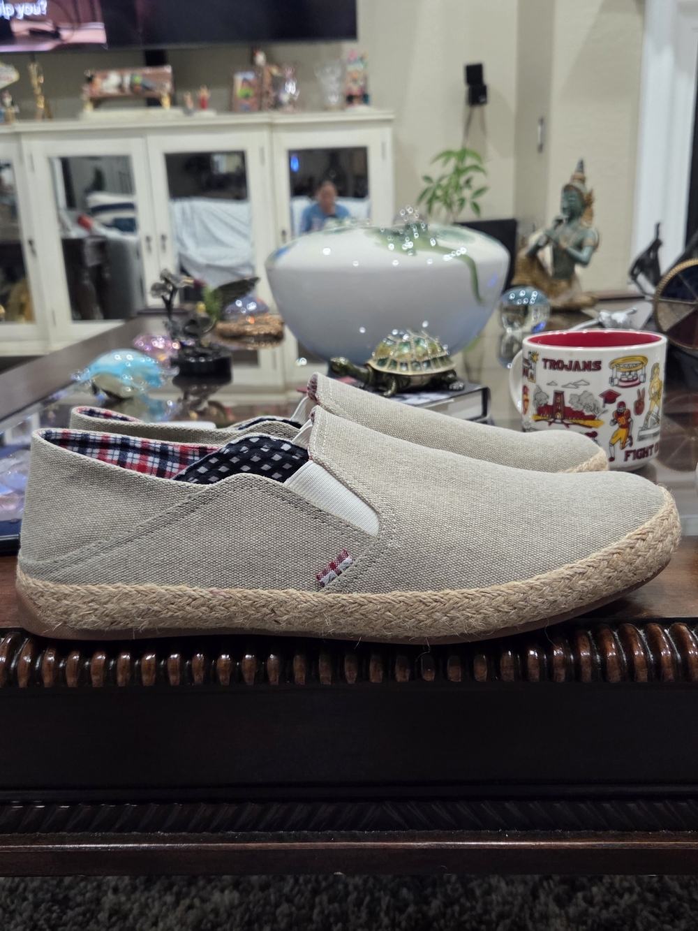 Ben Sherman Beige Canvas Slip-On Espadrilles